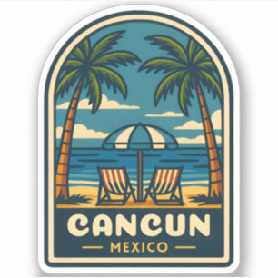 Vintage Travel Cancun Mexiko Beach Retro Aufkleber