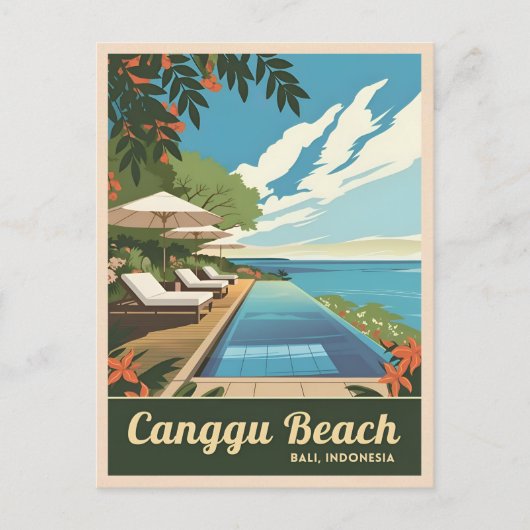 Vintage Travel Canggu Bali Indonesia Retro Landsch Postkarte (Vorderseite)