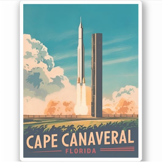 Vintage Travel Capaval Florida Retro Landschaftlic Aufkleber (Vorderseite)