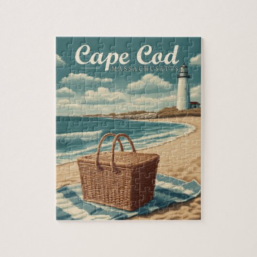 Vintage Travel Cape Cod Massachusetts Beach Retro Puzzle (Vertikal)