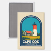 Vintage Travel Cape Cod Nauset Lighthouse Retro Magnet (Vorderseite/Rückseite)