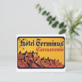 Vintage Travel Carcassonne Paradies für Kletterhex Postkarte (Stehend Vorderseite)