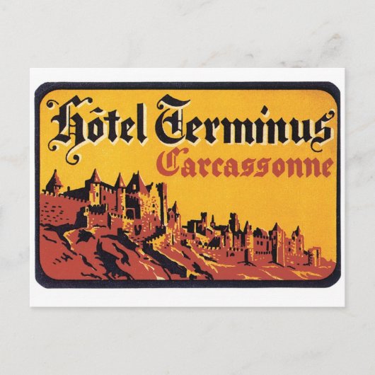Vintage Travel Carcassonne Paradies für Kletterhex Postkarte (Vorderseite)