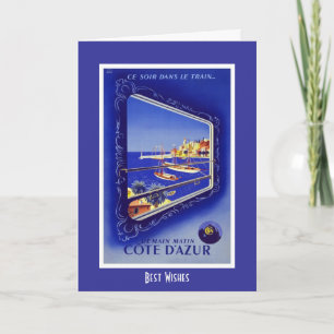 Vintage Travel Card Zug Frankreich Côte d'Azur Karte