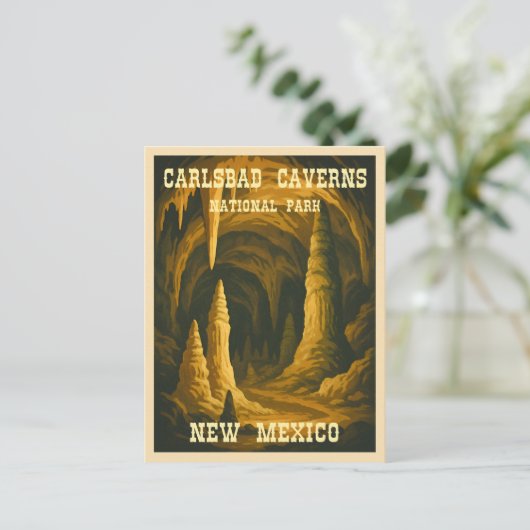 Vintage Travel Carlsbad Caverns Nationalpark Postkarte (Stehend Vorderseite)