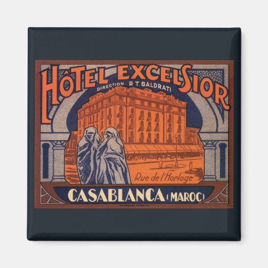 Vintage Travel, Casablanca in Marokko, Afrika Magnet (Vorne)