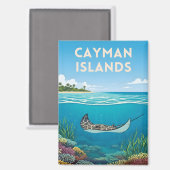 Vintage Travel Cayman Islands Underwater Nature Magnet (Vorderseite/Rückseite)