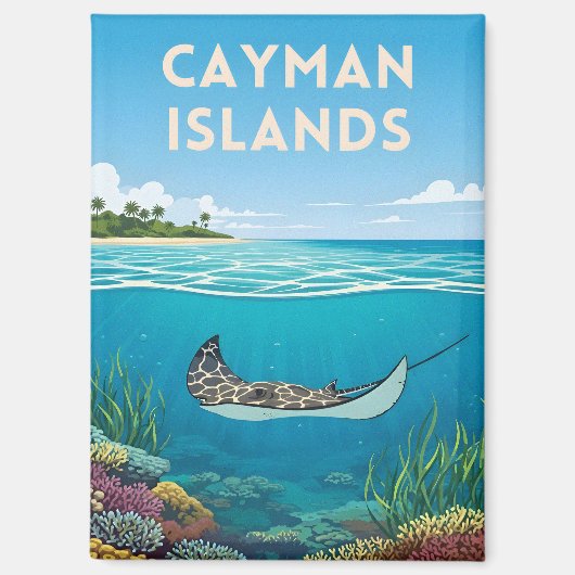 Vintage Travel Cayman Islands Underwater Nature Magnet (Vorderseite)