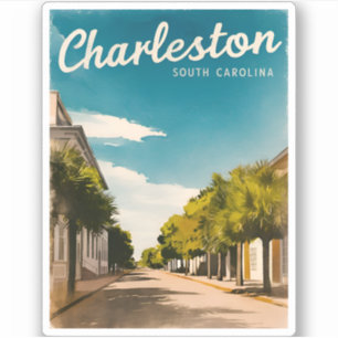 Vintage Travel Charleston South Carolina Retro Aufkleber