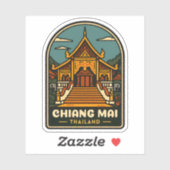Vintage Travel Chiang Mai Thailand Retro Aufkleber (Blatt)