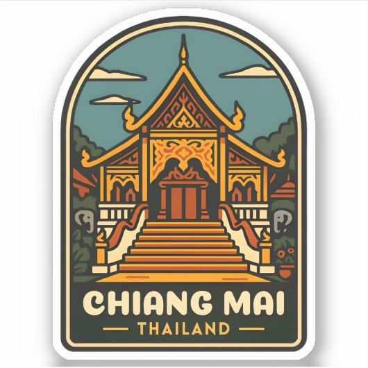 Vintage Travel Chiang Mai Thailand Retro Aufkleber (Vorderseite)
