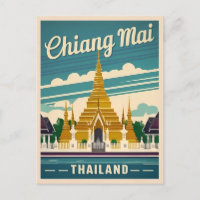 Vintage Travel Chiang Mai Thailand Retro Grafik