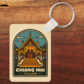 Vintage Travel Chiang Mai Thailand Retro Schlüsselanhänger (Rückseite)