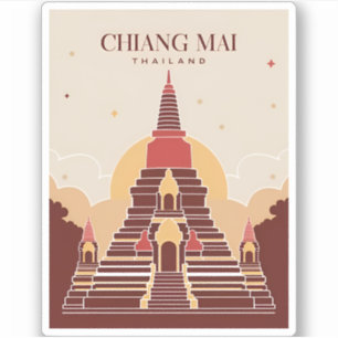 Vintage Travel Chiang Mai Thailand Vector Grafik Aufkleber
