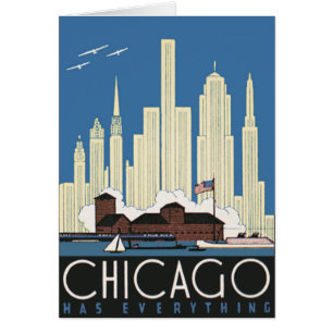 Vintage Travel Chicago Hat Alles Stadt-Silhouette
