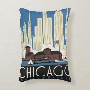 Vintage Travel Chicago hat alles, was City Skyline Dekokissen
