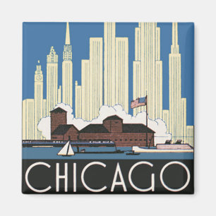 Vintage Travel Chicago hat alles, was City Skyline Magnet