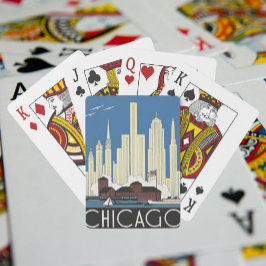Vintage Travel Chicago hat alles, was City Skyline Spielkarten