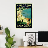 Vintage Travel Chicago Illinois America Poster (Heimbüro)