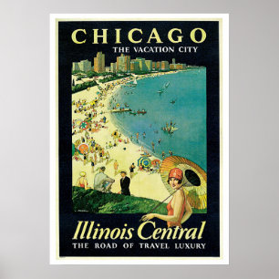 Vintage Travel Chicago Illinois America Poster