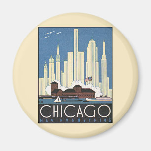 Vintage Travel Chicago Illinois Skyscraper Skyline Magnet