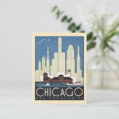 Vintage Travel Chicago Illinois Skyscraper Skyline Postkarte (Stehend Vorderseite)