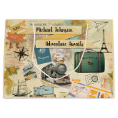 Vintage Travel Collage 2 Große Geschenktasche Geschenktüte (Vorderseite)