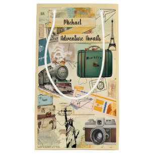 Vintage Travel Collage 2 Kleine Geschenktüte