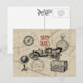 Vintage Travel Collage, Antique Car Road Trip Postkarte (Vorne/Hinten)