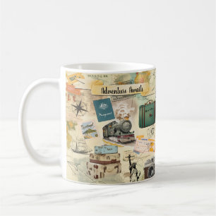 Vintage Travel Collage Kaffeetasse