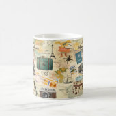 Vintage Travel Collage Name & Quote Kaffeetasse (Mittel)
