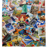 Vintage Travel Collage Nr. 3 Duschvorhang (Vorderseite)