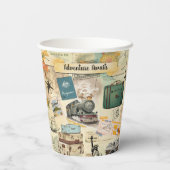 Vintage Travel Collage Pappbecher (Rückseite)