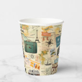 Vintage Travel Collage Pappbecher (Rechts)