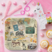 Vintage Travel Collage Pappteller (Party)
