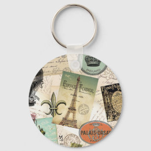 Vintage Travel Collage Schlüsselanhänger