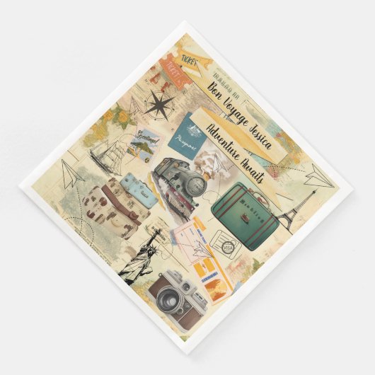 Vintage Travel Collage Serviette (Ecke)