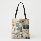 Vintage Travel Collage Tasche (Vorderseite)