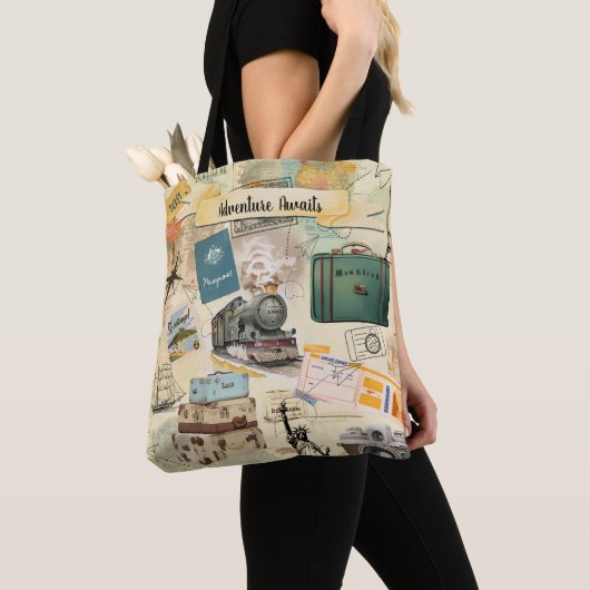 Vintage Travel Collage Tasche (Von Nahem)
