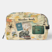 Vintage Travel Collage Waschbeutel (Rückseite)