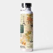 Vintage Travel Collage Water Flasche (Rechts)