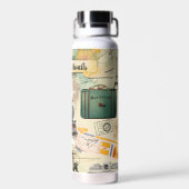 Vintage Travel Collage Water Flasche (Rückseite)