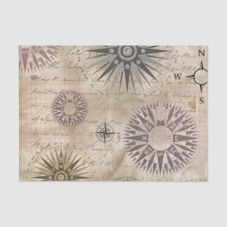 Vintage Travel Compasses Seidenpapier