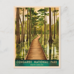 Vintage Travel Congaree Nationalpark Retro Landsch Postkarte