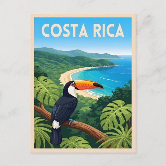 Vintage Travel Costa Rica Nature Beach Retro Postkarte (Vorderseite)