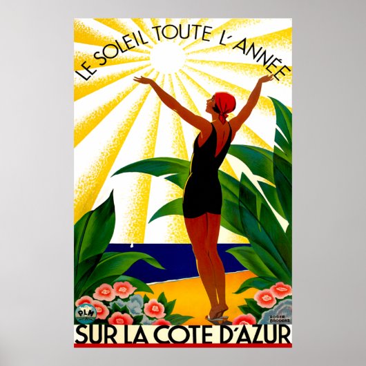 Vintage Travel - Côte d'Azur - Französische Rivier Poster (Vorne)