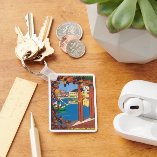 Vintage Travel, Côte d'Azur Schlüsselanhänger (Schreibtisch)