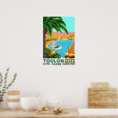 Vintage Travel - Côte d'Azur Toulon Frankreich Pos Poster (Küche)