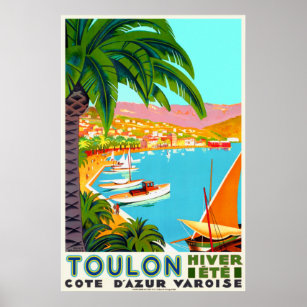 Vintage Travel - Côte d'Azur Toulon Frankreich Poster