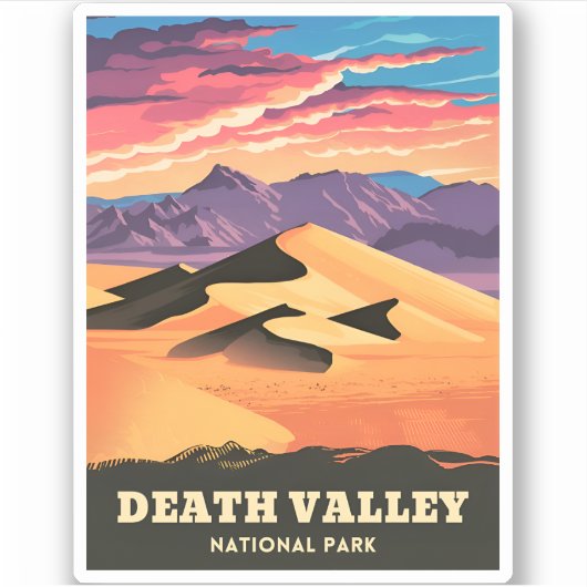 Vintage Travel Death Valley Nationalpark Landschaf Aufkleber (Vorderseite)